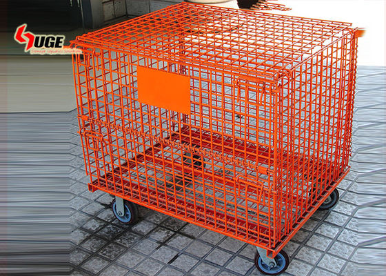 足車が付いている金属の網の貯蔵のおりは高く積まれ、噴霧によって折ることができます